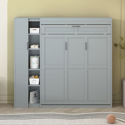 Murphy Wall Bed With Shelves, Wardrobe And LED Lights