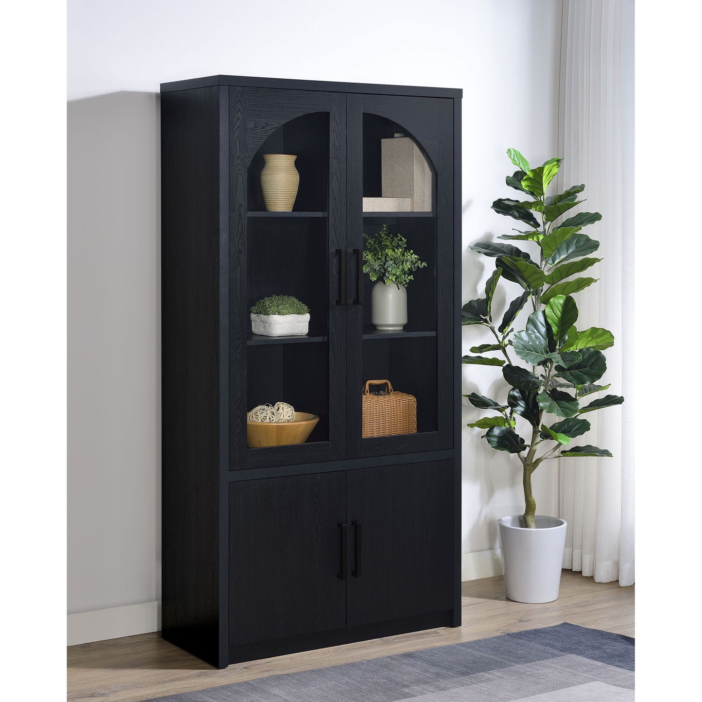 Shayne - 4 Door Display Cabinet With LED Lighting - Black