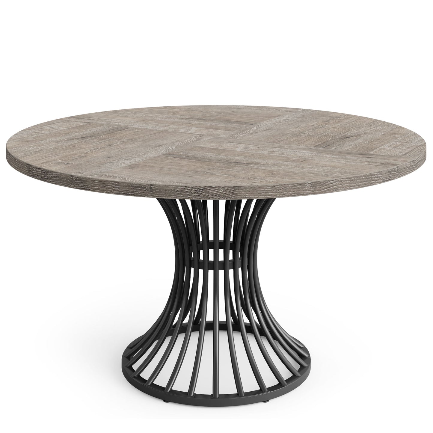 Round Dining Table For 4 - 6, (Table Only) - Gray / Black