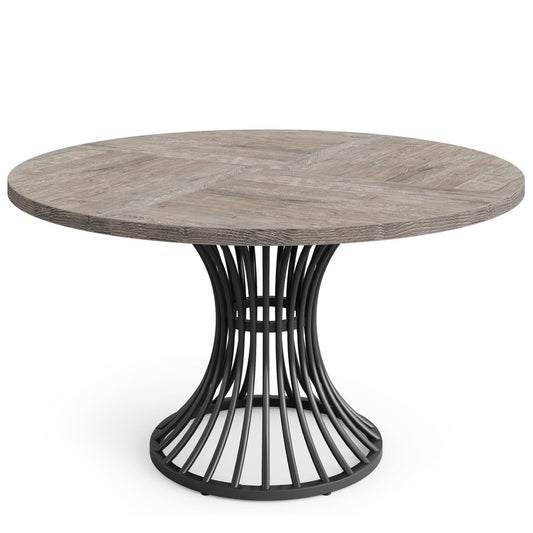 Round Dining Table For 4 - 6, (Table Only) - Gray / Black