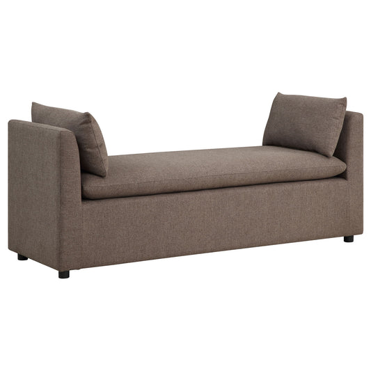Isiah - Raised Arm Accent Bench - Brown
