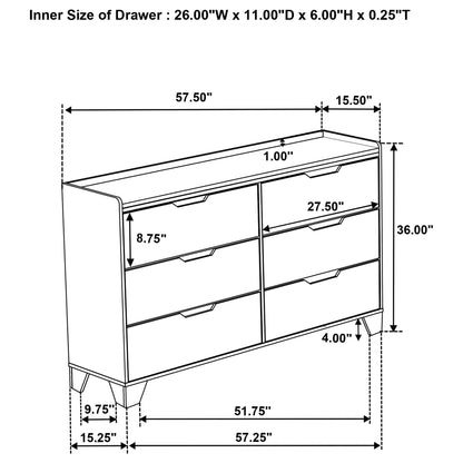 Packard - 6 Drawer Dresser - Oak