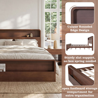Bed Frame With Dual Open Storage Headboard And Footboard