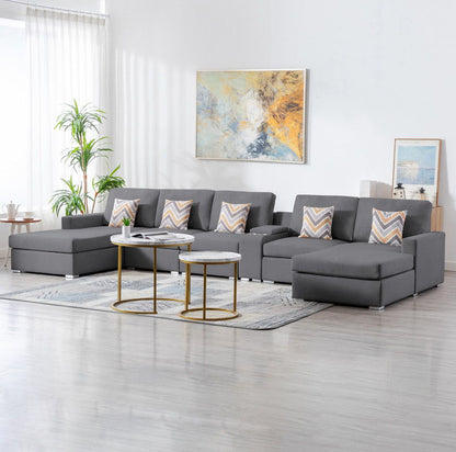 Nolan - Fabric 6 Piece Sectional Sofa With Pillows And Interchangeable Legs