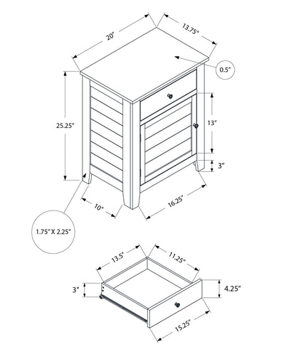 Accent Nightstand, Storage Drawer, Transitional