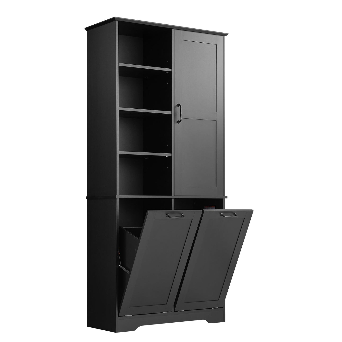 Freestanding Bathroom Storage Cabinet With Doors And Drawers, Adjustable Shelves, Tilt-Out Laundry Hamper