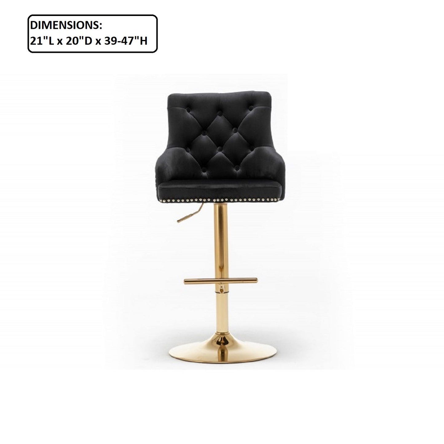 Adjustable Swivel Bar Stool With Nailhead Trim (Set of 2)