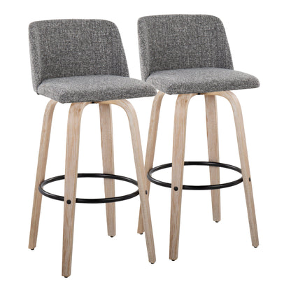 Toriano - Mid-Century Modern Fixed Height BarStool With Round Footrest (Set of 2)