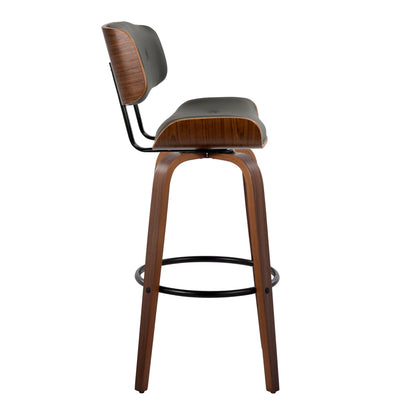 Lombardi - Mid-Century Modern Fixed Height Barstool With Swivel With Round Footrest (Set of 2)