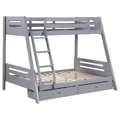 Trisha - 2-Drawer Wood Twin Over Full Bunk Bed - Gray