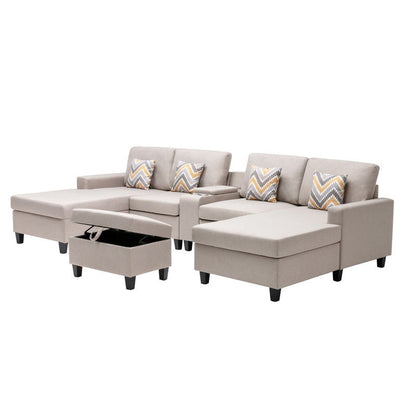 Nolan - Fabric 6 Piece Sectional Sofa With Pillows And Interchangeable Legs