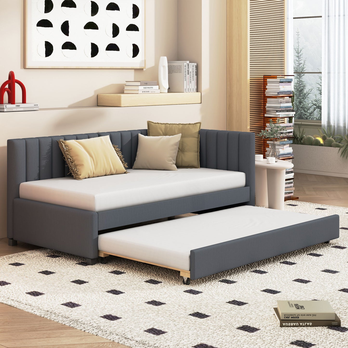 Upholstered Daybed, Sofa Bed Frame, No Box Spring Needed