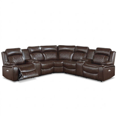 Power Motion Reclining Sectional Set With Console