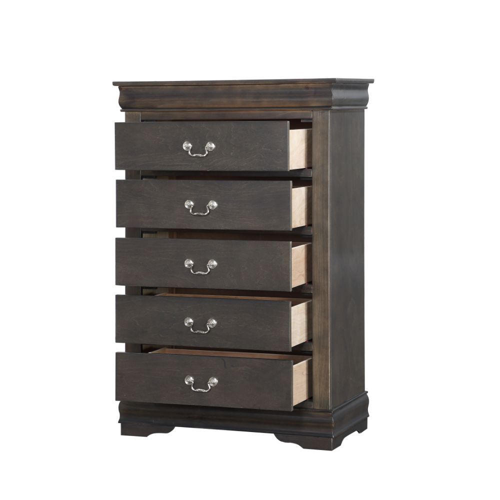 Bring casual elegance into your home with the Louis Phillipe chest. This chest is a piece that offers any bedroom a sophisticated look.