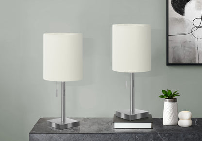 Lighting, Table Lamp, USB Port Included, Nickel, Contemporary (Set of 2)