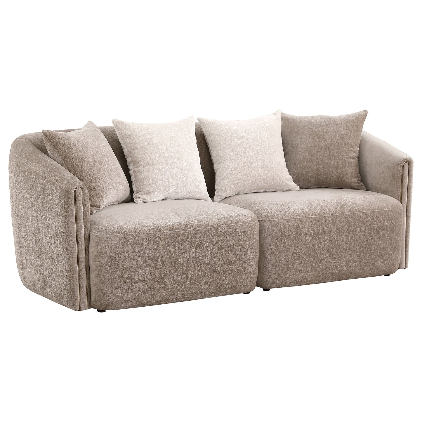 Townsend - Chenille Upholstered Rolled Arm Sofa - Latte