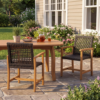 Outdoor Dining Chairs (Set of 2) - Brown / Teak
