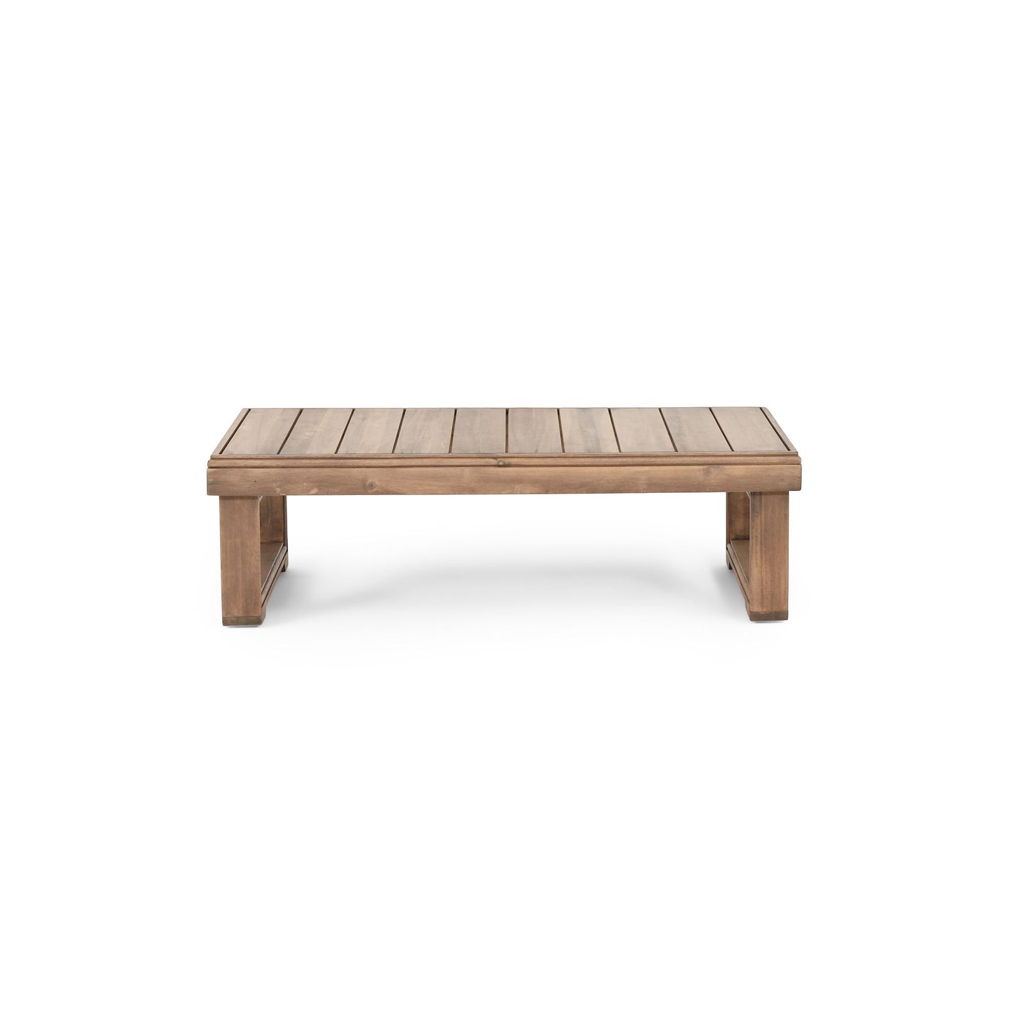 Outdoor Coffee Table With Slat Design And Sled Base - Brown