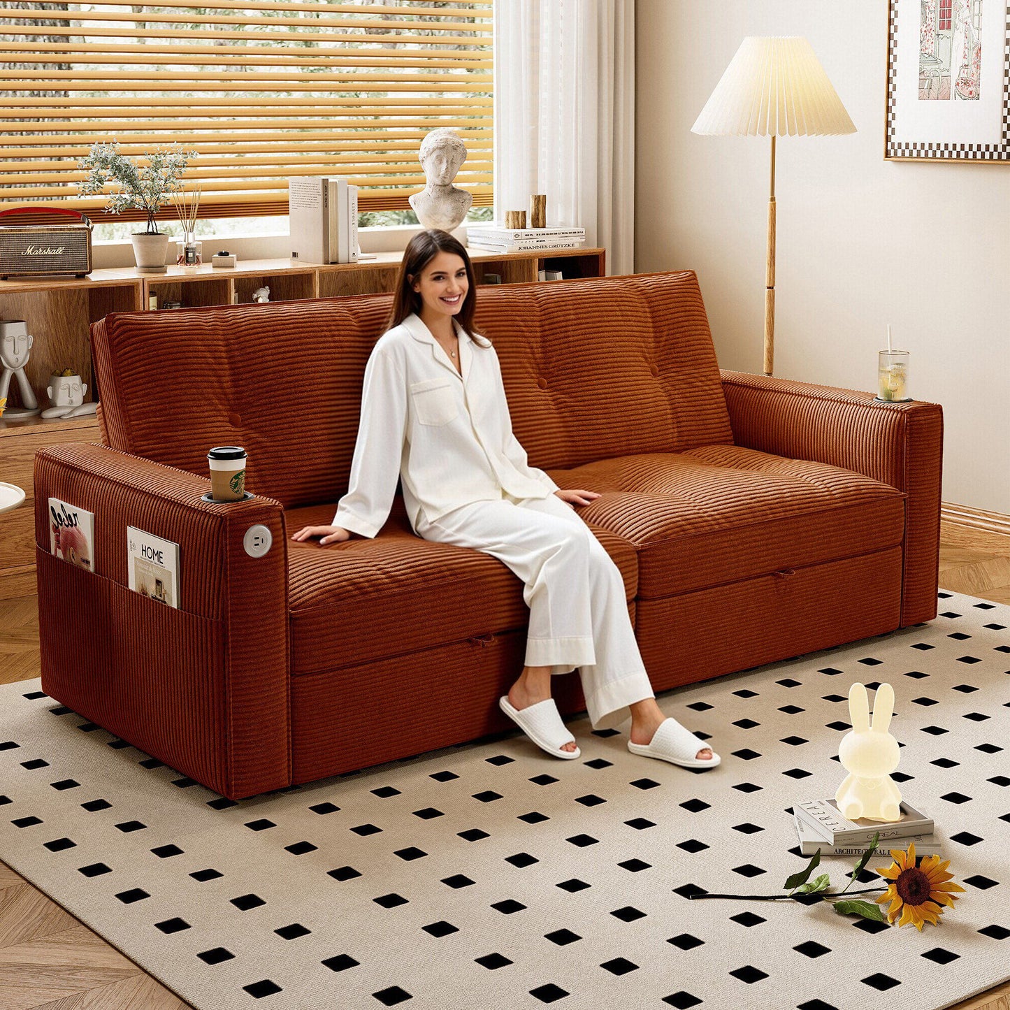 2 In 1 Convertible Sofa Bed For Living Rooms