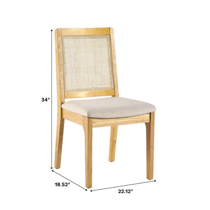 Modern Solid Wood Dining Chair With Rattan Inset Back (Set of 2)