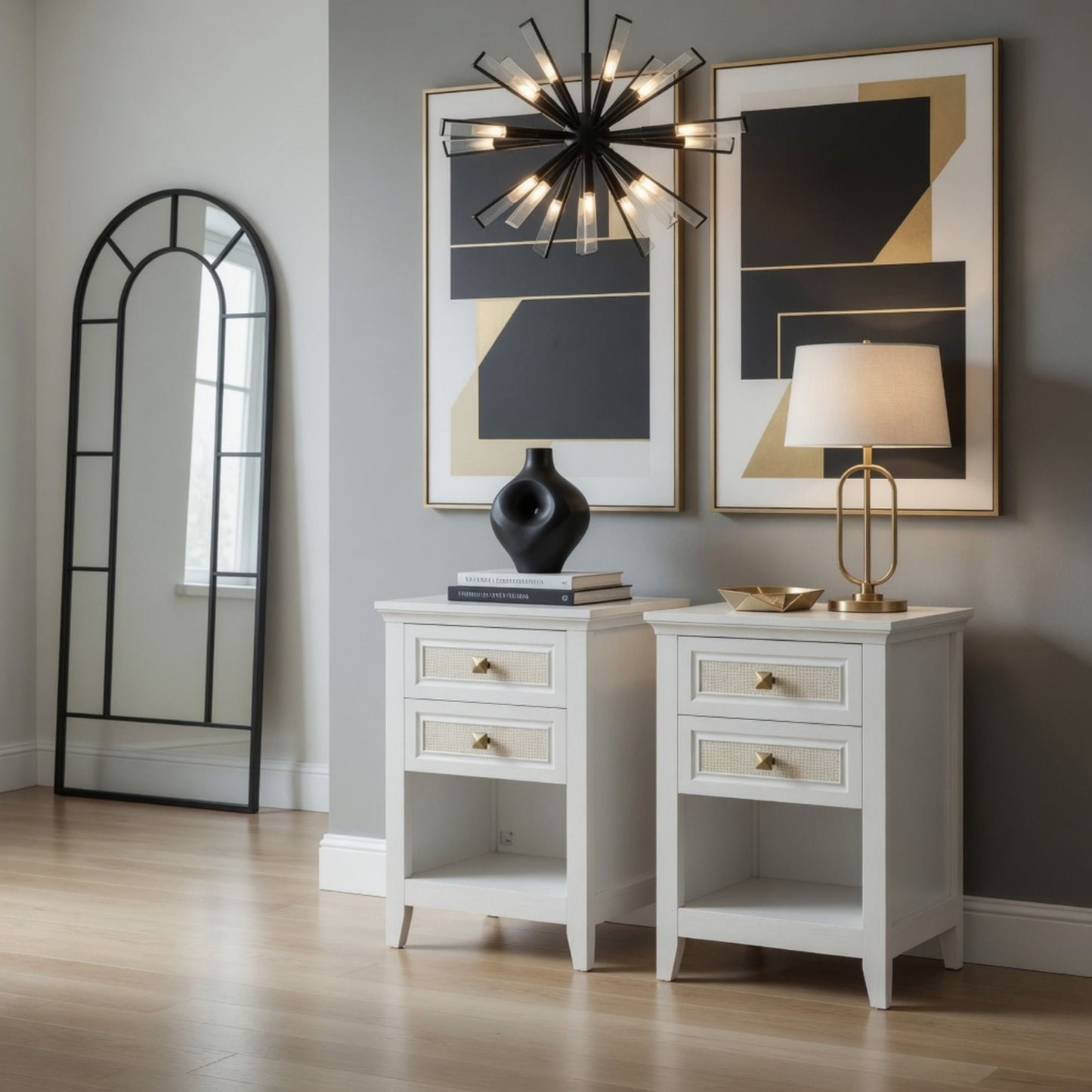 Nightstand With 2 Drawers Bedside Table