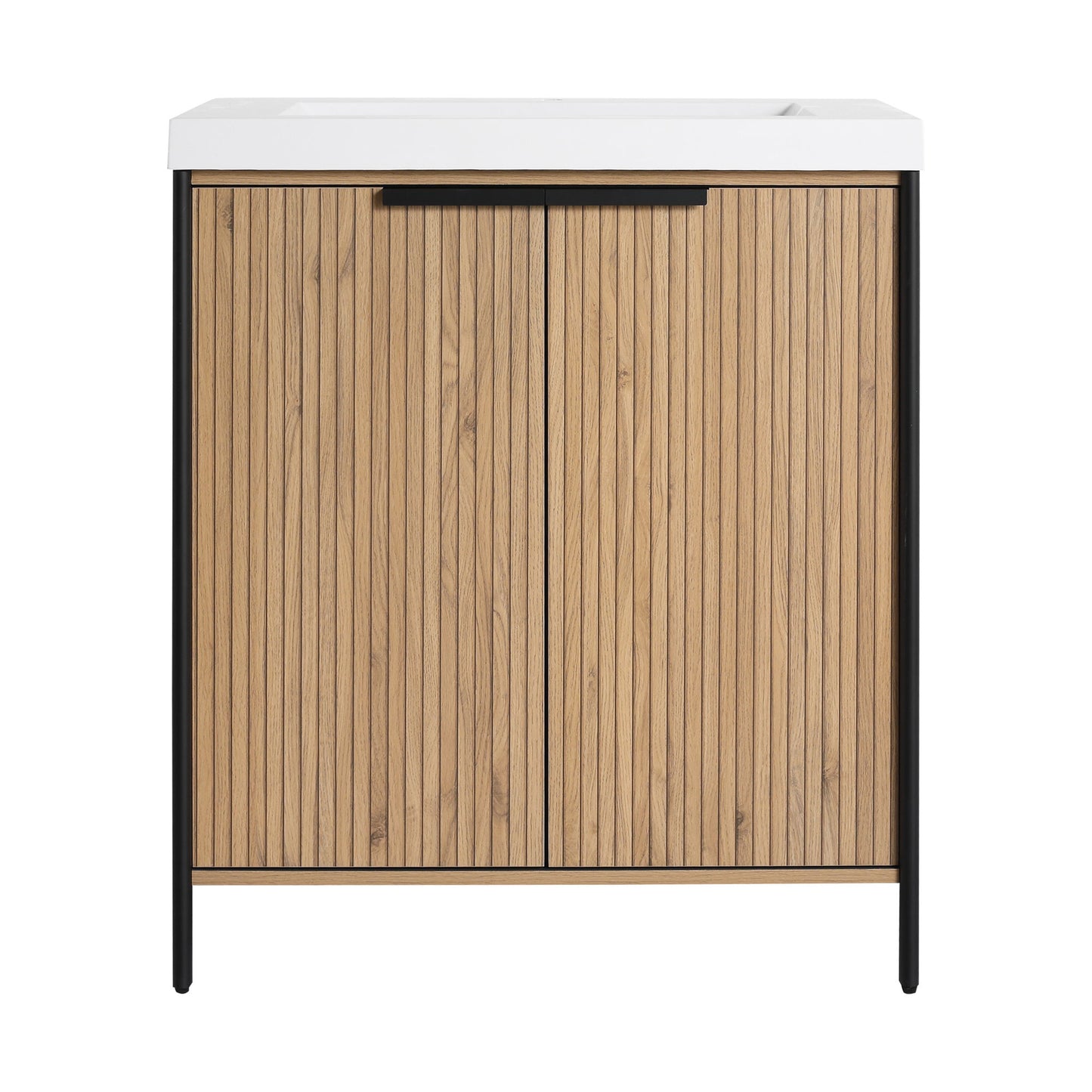 Modern Freestanding Bathroom Vanity With Resin Sink & Soft Close Cabinet Doors