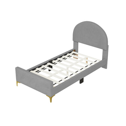 Upholstered Platform Bed With Classic Semi-Circle Shaped Headboard