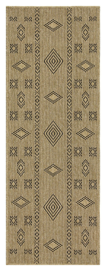 Earth - 2'7" X 7'3" Indoor, Outdoor Area Rug - Jute / Black