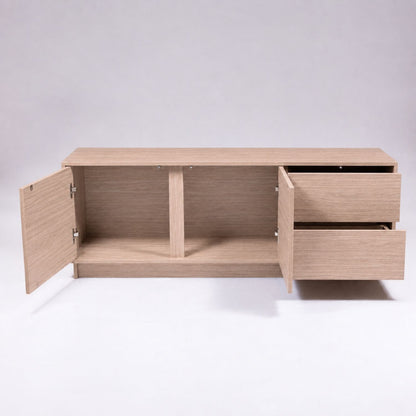 TV Stand For TVs Up To 60" With 2 Doors And 2 Drawers - Natural Walnut