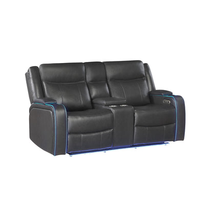 Blanca - Power Console Reclining Loveseat With LED Lights And Power Headrest Frame - Charcoal