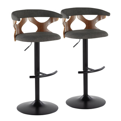 Gardenia - Contemporary Adjustable Barstool, Swivel With Rounded T Footrest (Set of 2)