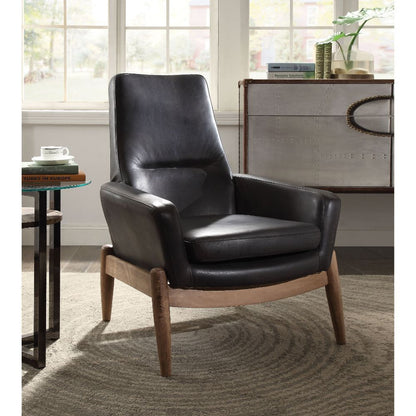 Dolphin - Accent Chair - Black Top Grain Leather