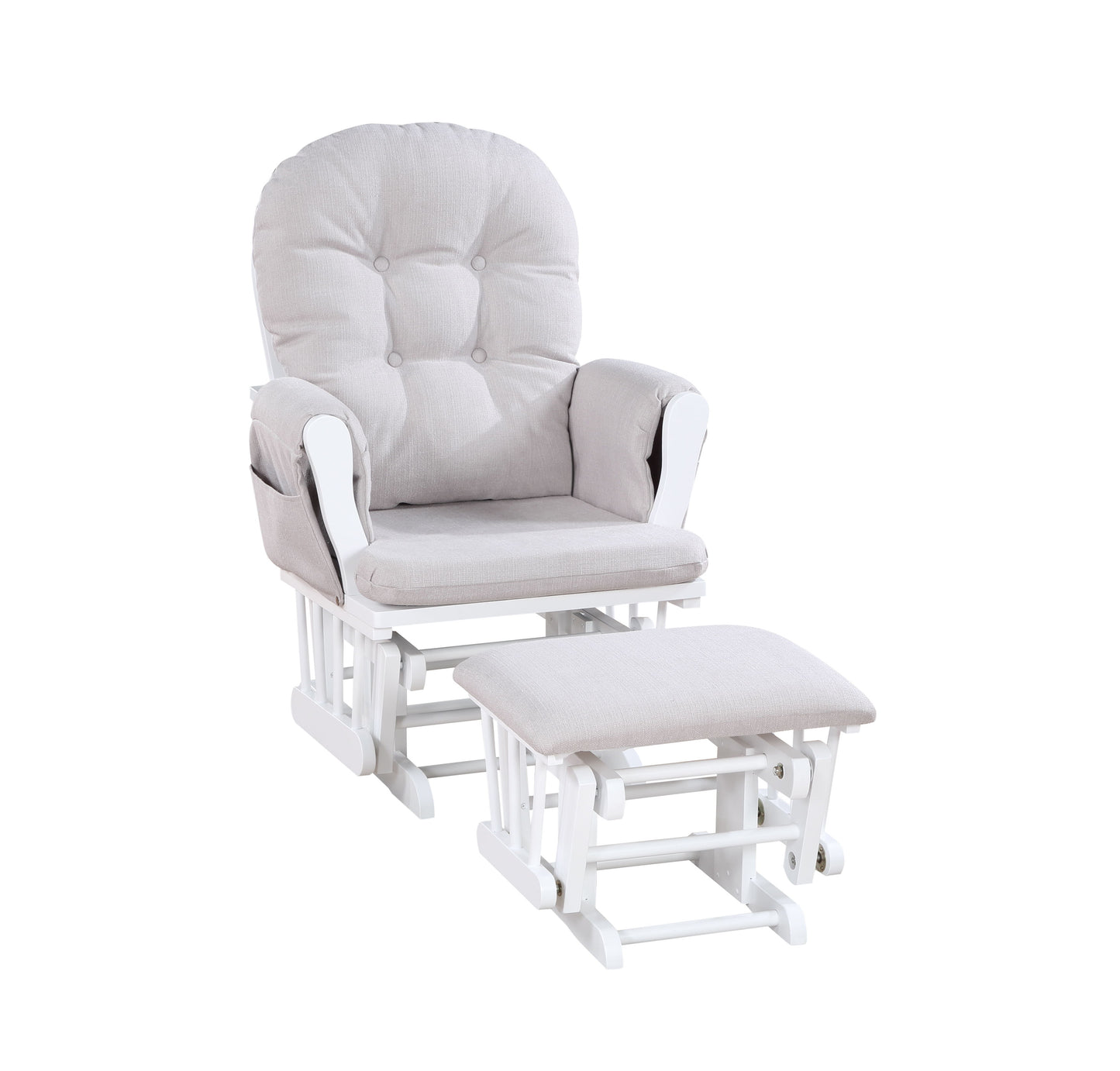 Mason - Glider And Ottoman White Wood