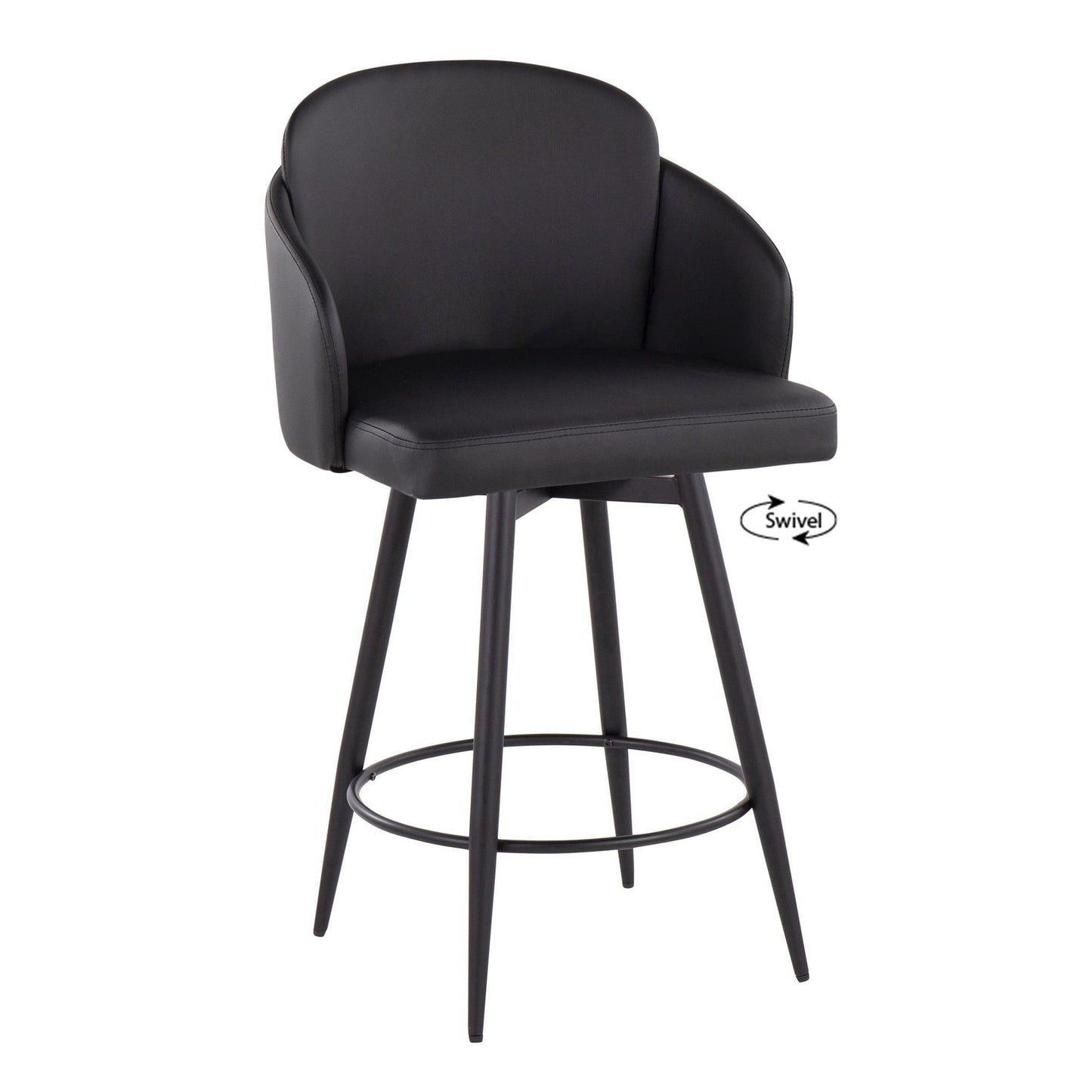 Dahlia - Contemporary Fixed Height Counter Stool With Round Footrest (Set of 2) - Black