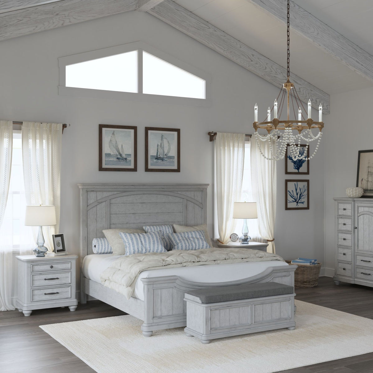 Queen Panel Bed - Gray - Wood