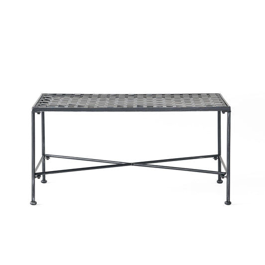 Luna - Outdoor Iron Coffee Table - Black Brush Silver