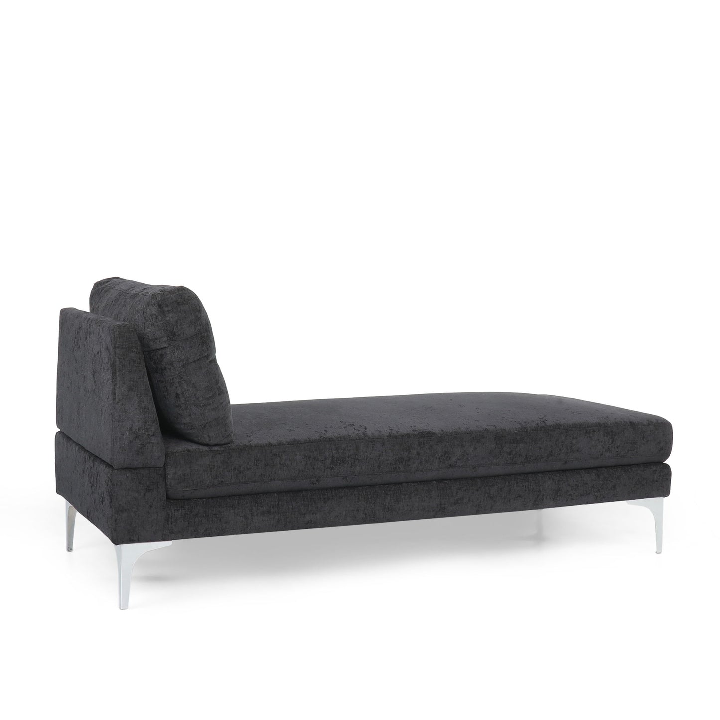 Fabric Upholstered Chaise Lounge With Iron Bracket Legs - Gray