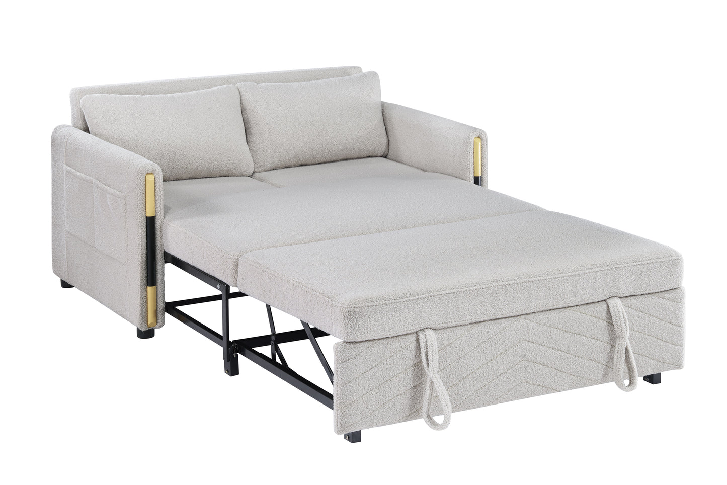 Percy - Teddy Velvet Sleeper Loveseat With Dual-Pull Sleeper Design