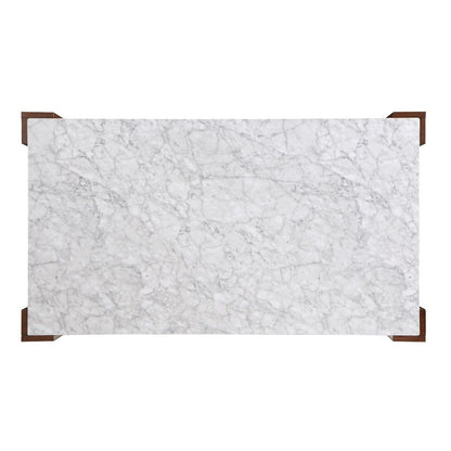 Hettie - Dining Table With Engineeed Stone Top - Engineered Stone Top & Brown