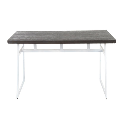 Geo - Industrial Dining Table - Vintage White / Espresso