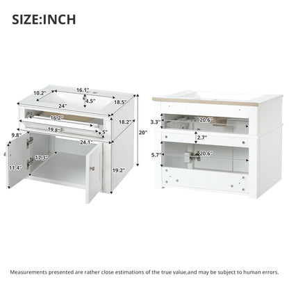 Wall Mounted Bathroom Vanity With Tip Out Drawer And Open Back Design