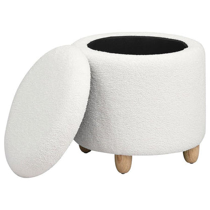 Valia - Faux Sheepskin Upholstered Round Storage Ottoman