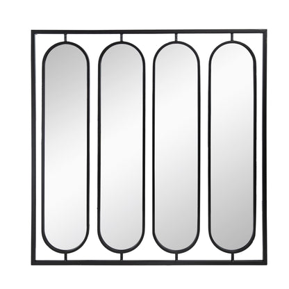 Large 4 Oval Wall Mirror With Square Frame, Home Decor For Living Room, Bedroom, Entryway, Office - Black