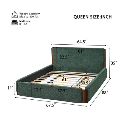 Modern Upholstered Platform Bed Frame With Accents