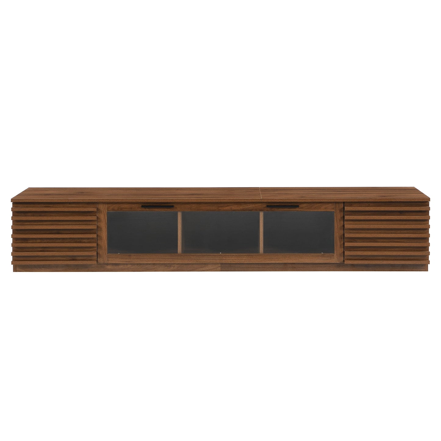 TV Stand With LED Lighting, Soft Closing Hinges, Cable Management - Walnut