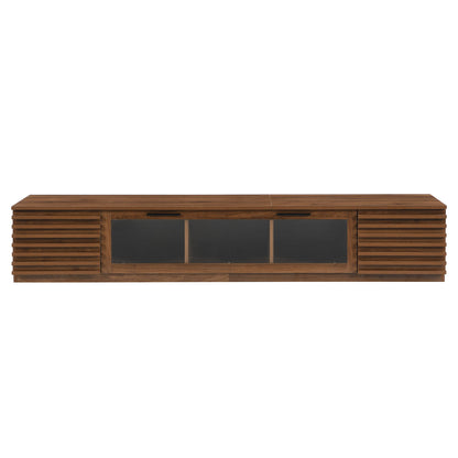 TV Stand With LED Lighting, Soft Closing Hinges, Cable Management - Walnut