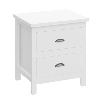 Versatile Solid Wood Night Stand With Drawers For Living Room And Bedroom - White