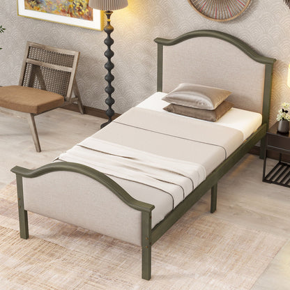 Bed With Upholstered Headboard And Footboard, With Slats