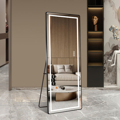 Full-Length Vertical Mirror With LED Light, Dimming Wall Mirror With Frame