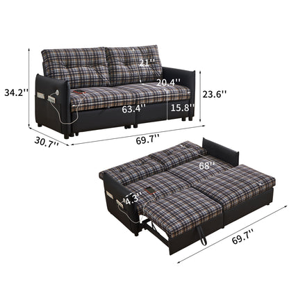 Sleeper Sofa, Expandable Sectional With Ottoman For Living Room
